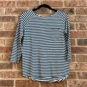 H&M Navy and White Striped Long Sleeve Top